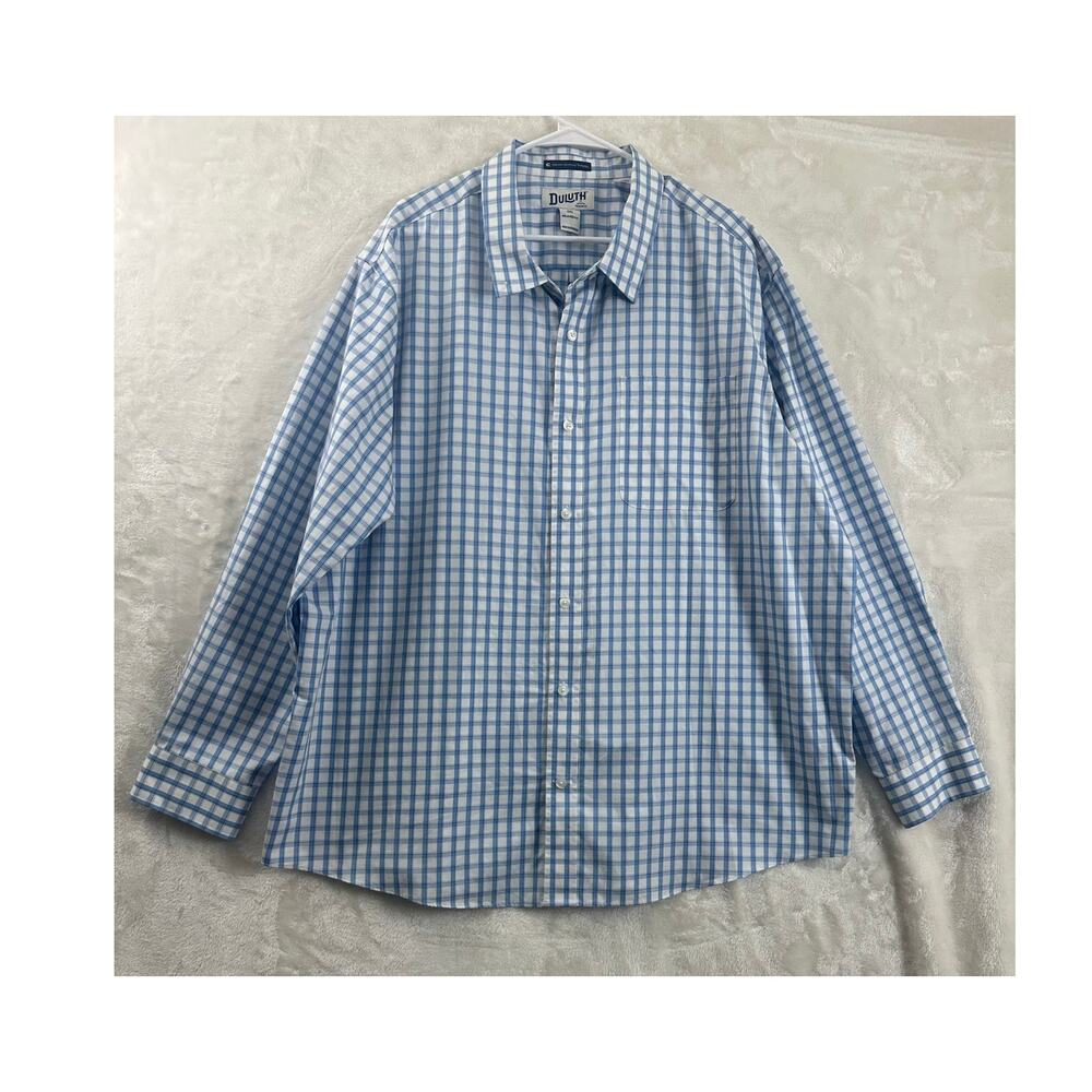 Duluth Trading Blue Check Magna Ready Shirt 2XL Mens Office